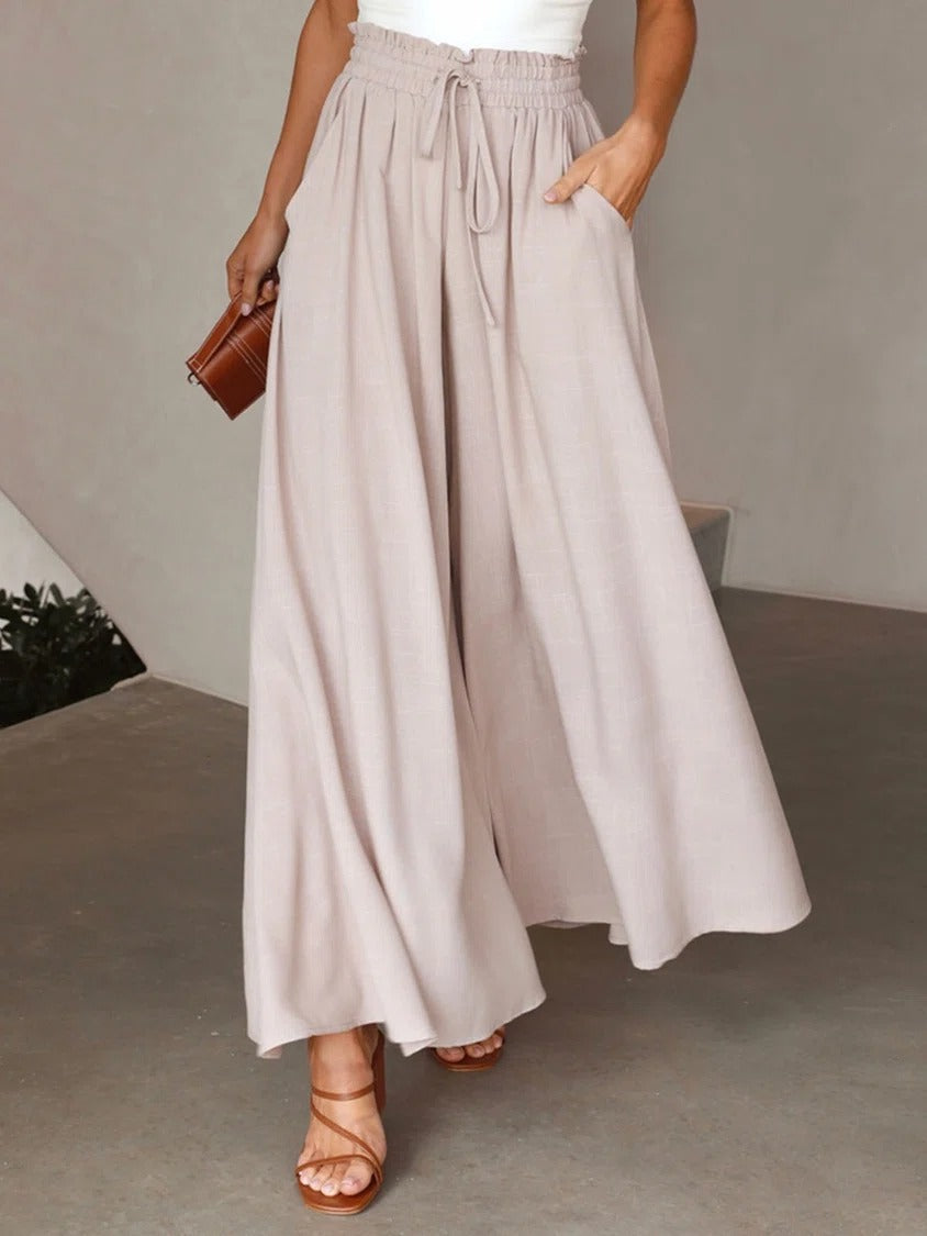 Light Pink Casual Solid Plain Loose Pants