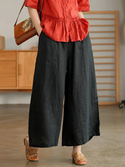 Women's Casual Loose Cotton  Wide Leg Pants