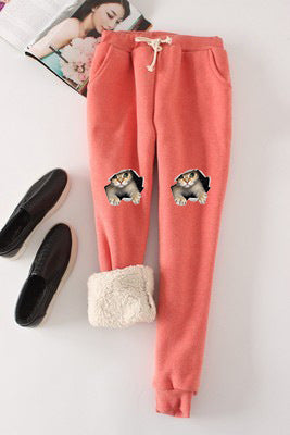 Kitten Wants Out Winter Warm Fleece Joggers Pants
