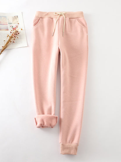 Cotton Casual Elastic Solid Casual Warm Pants