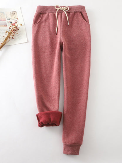 Cotton Casual Elastic Solid Casual Warm Pants