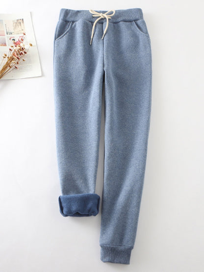 Cotton Casual Elastic Solid Casual Warm Pants