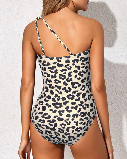 One Shoulder One Piece Swimsuit for Women Tummy Control Bathing Suits