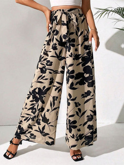 Vintage Floral Print Drawstring Trousers