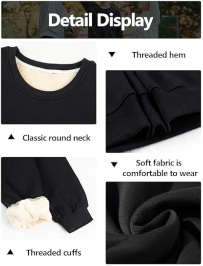 Winter Fleece Sherpa Lined Crewneck Sweatshirt