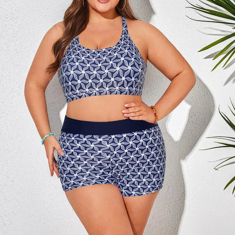 Women's 3-Piece Tummy Control Tankini Set — Hollowed Tank Top, Crop Top & Briefs