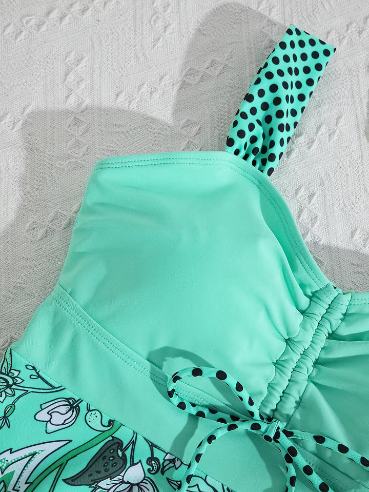 Women Casual Fashion Swimdress with Shorts Two Piece Swimwear