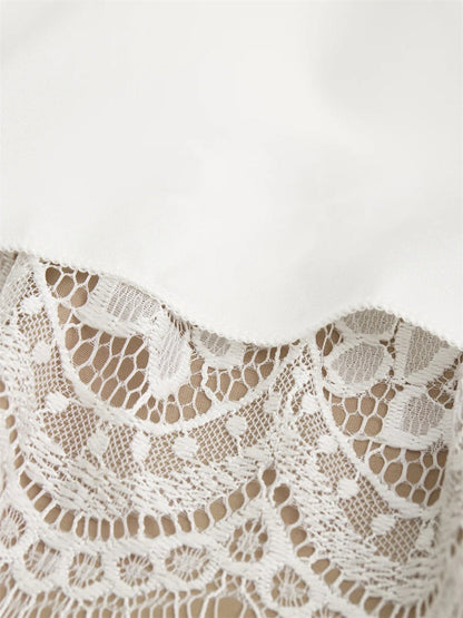 Women's Sleeveless Lace Layered Ruffle Hem Casual Dress