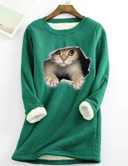 Kitten Wants Out Warm Sherpa Lined Fleece Sport Sweatshirt