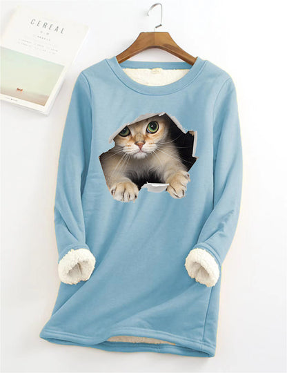 Kitten Wants Out Warm Sherpa Lined Fleece Sport Sweatshirt