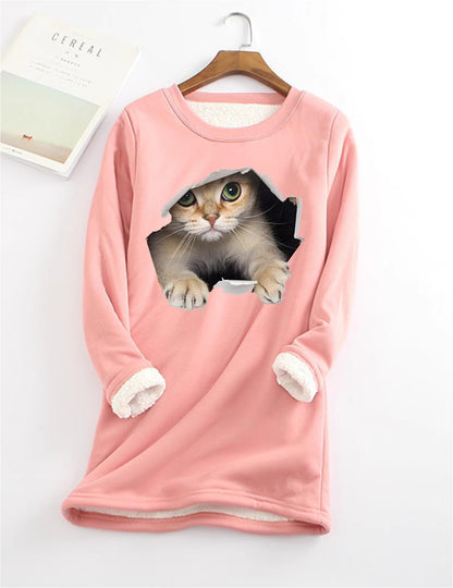 Kitten Wants Out Warm Sherpa Lined Fleece Sport Sweatshirt