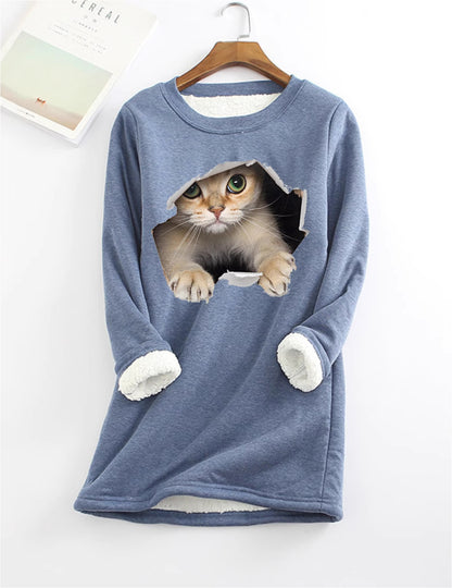 Kitten Wants Out Warm Sherpa Lined Fleece Sport Sweatshirt