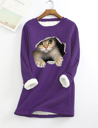 Kitten Wants Out Warm Sherpa Lined Fleece Sport Sweatshirt