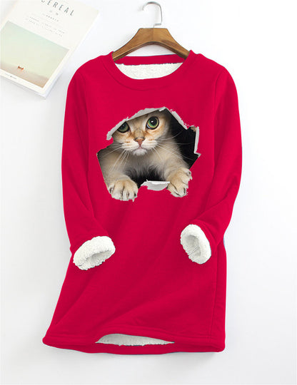 Kitten Wants Out Warm Sherpa Lined Fleece Sport Sweatshirt