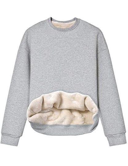 Winter Fleece Sherpa Lined Crewneck Sweatshirt