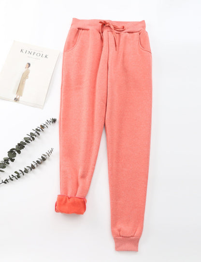 Cotton Casual Elastic Solid Casual Warm Pants