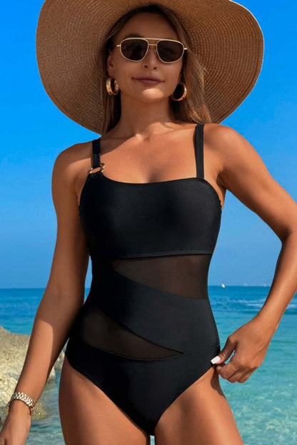 Slimming Black Cutout One-Piece Swimsuit