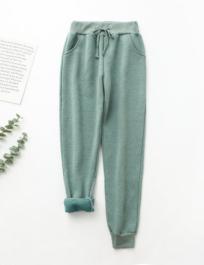 Cotton Casual Elastic Solid Casual Warm Pants