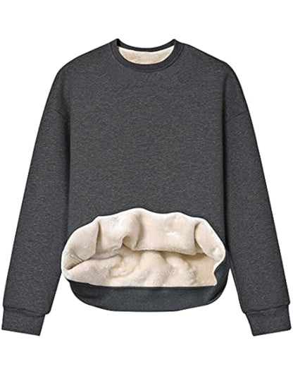 Winter Fleece Sherpa Lined Crewneck Sweatshirt