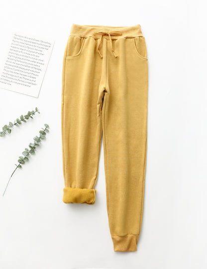 Cotton Casual Elastic Solid Casual Warm Pants