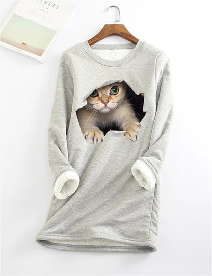 Kitten Wants Out Warm Sherpa Lined Fleece Sport Sweatshirt