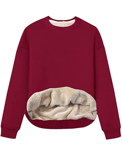 Winter Fleece Sherpa Lined Crewneck Sweatshirt
