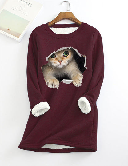 Kitten Wants Out Warm Sherpa Lined Fleece Sport Sweatshirt