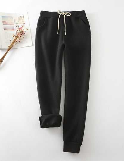 Cotton Casual Elastic Solid Casual Warm Pants