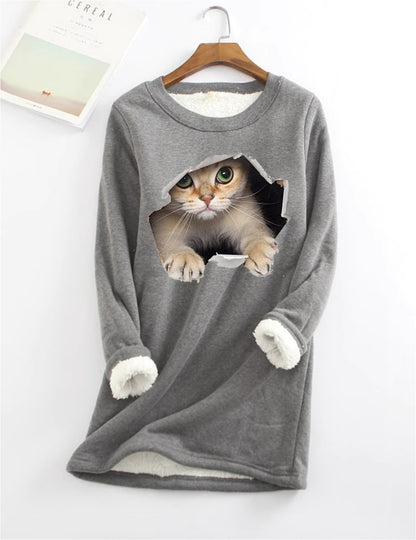 Kitten Wants Out Warm Sherpa Lined Fleece Sport Sweatshirt