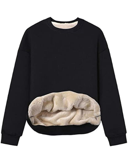 Winter Fleece Sherpa Lined Crewneck Sweatshirt
