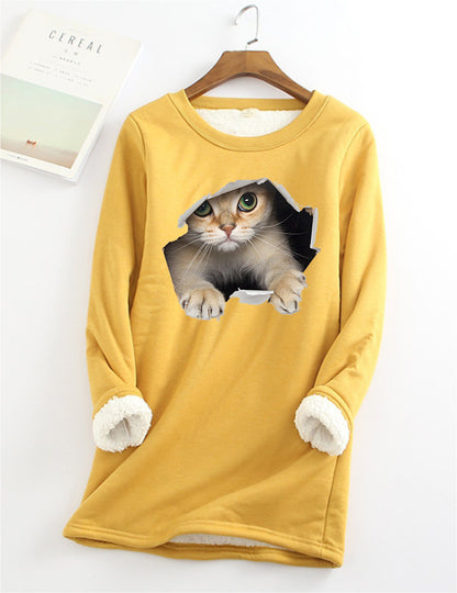 Kitten Wants Out Warm Sherpa Lined Fleece Sport Sweatshirt