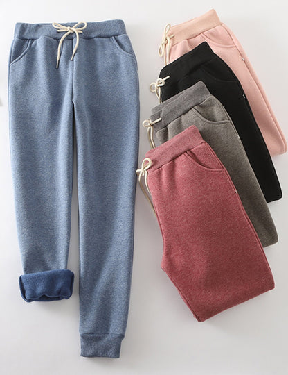 Cotton Casual Elastic Solid Casual Warm Pants