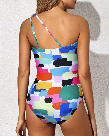 One Shoulder One Piece Swimsuit for Women Tummy Control Bathing Suits