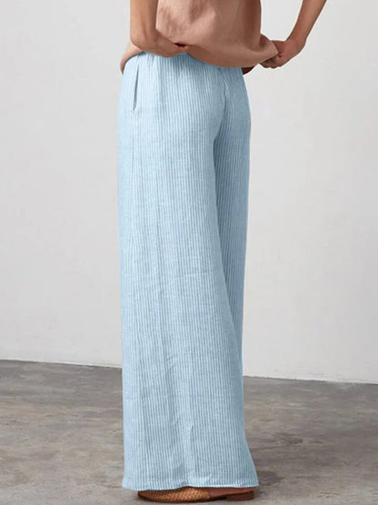 Women's Striped Pocket Casual Pants