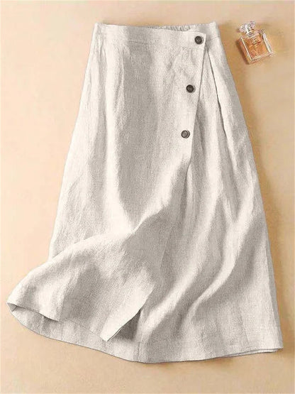 Simple Casual Loose Elasticity Ramie Cotton Skirt
