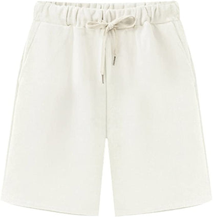 Women Drawstring Casual Elastic Waist Soft Knit Shorts