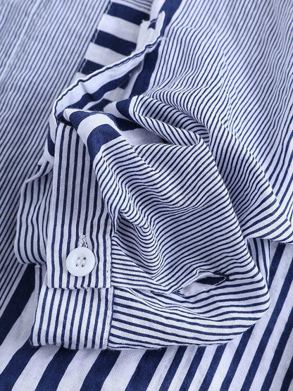 Women's Casual Striped 3/4 Sleeve Button-Down Blouse