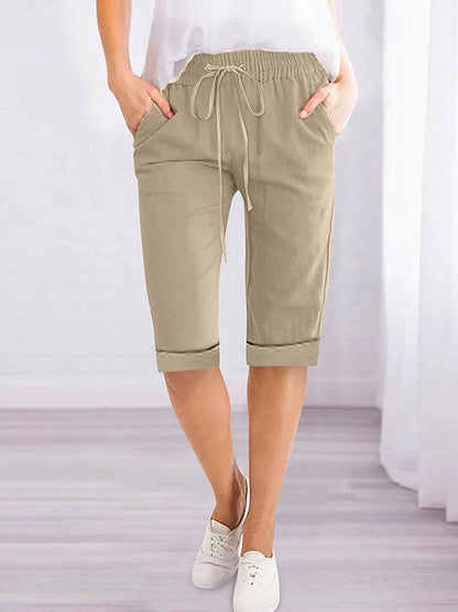 Summer Drawstring High Waist Pocket Shorts