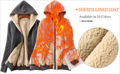 Casual Full Zip Up Sherpa Lined Jacket