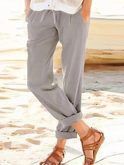 Solid Color Casual Straight leg Pants