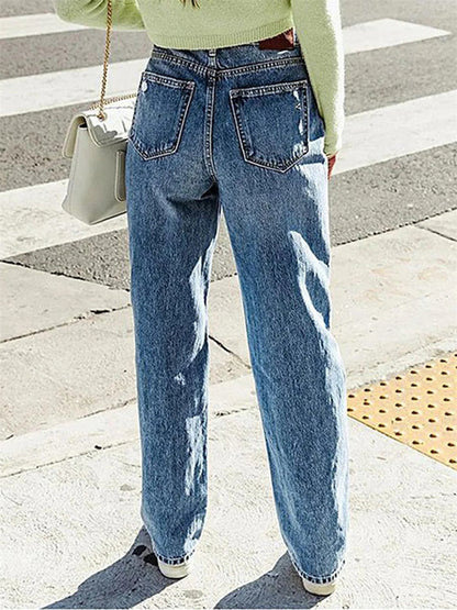 Casual Denim Loose Plain Jeans