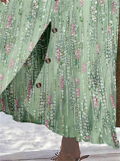 Women's Polka Dot Printed Graphic Straight Fashion Split Button Maxi High Waist Skirt