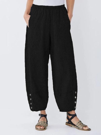 Casual Striped Pockets Pants