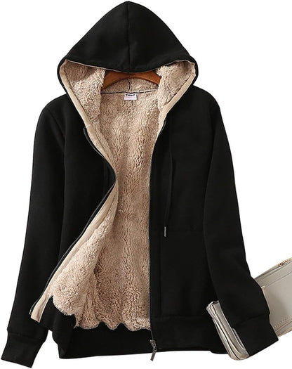 Casual Full Zip Up Sherpa Lined Jacket