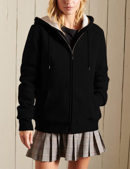 Casual Full Zip Up Sherpa Lined Jacket