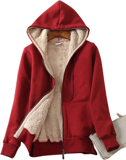 Casual Full Zip Up Sherpa Lined Jacket