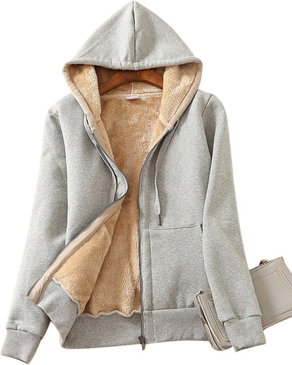 Casual Full Zip Up Sherpa Lined Jacket