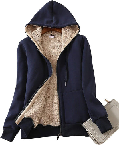 Casual Full Zip Up Sherpa Lined Jacket