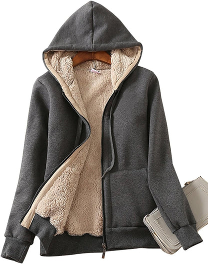 Casual Full Zip Up Sherpa Lined Jacket