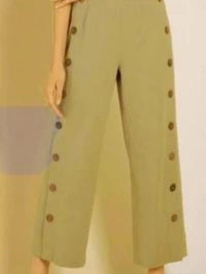 Women's Side-Button Wide Leg Pants